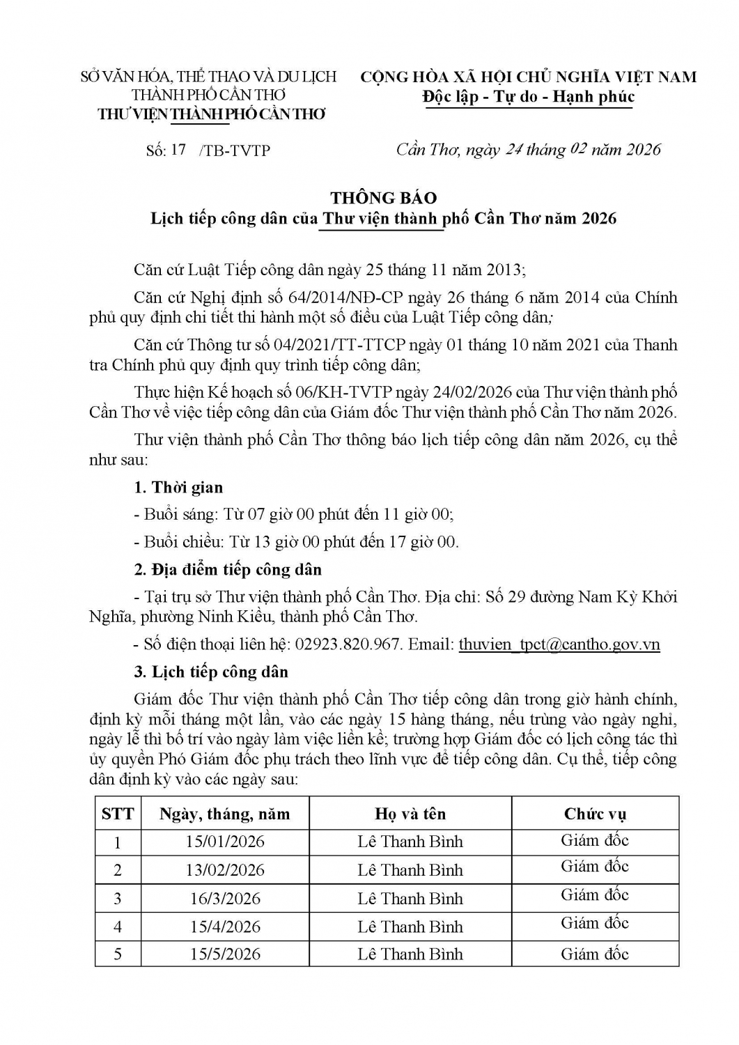TB 17 TVTP LICH TIEP CONG DAN 2026 Page 1